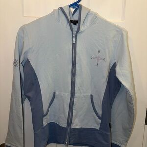 BCBGMaxAzria Light Blue and Slate Zip Hoodie